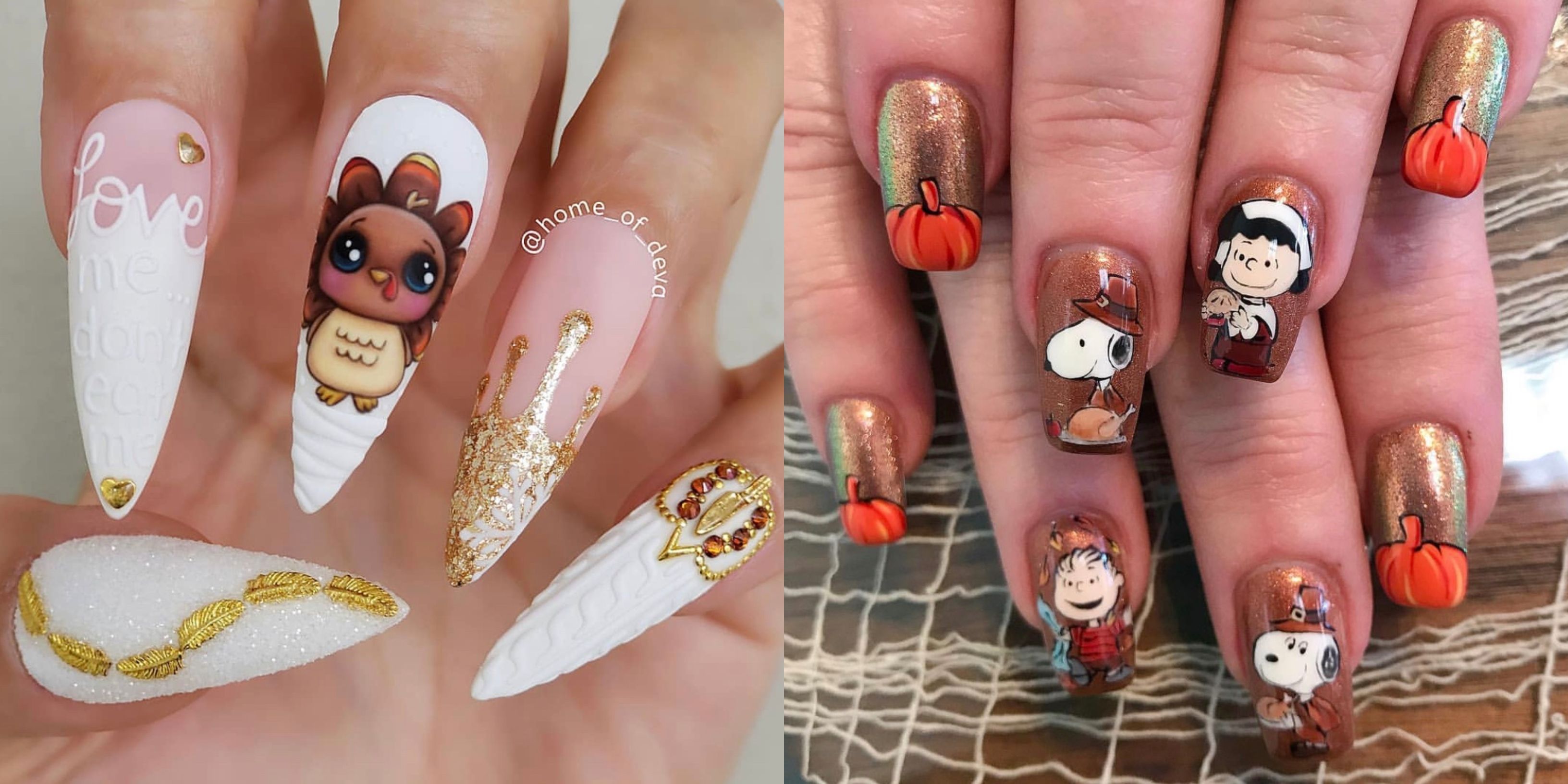 35 Best Thanksgiving Nails 2020 Fall Nail Designs And Colors For Thanksgiving