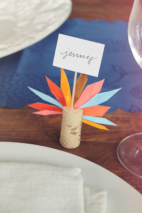 thanksgiving place cards turkey feathers