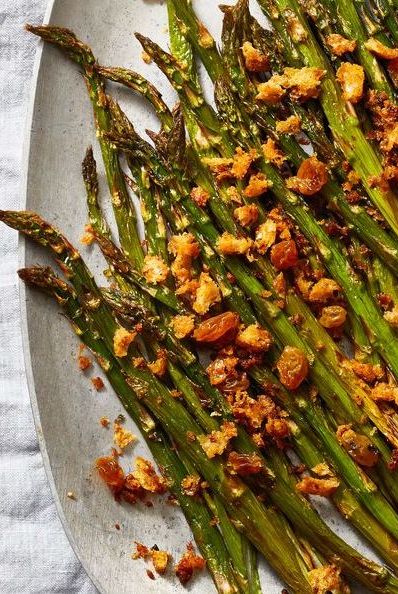 thanksgiving vegetable side dishes asparagus anchovy breadcrumbs