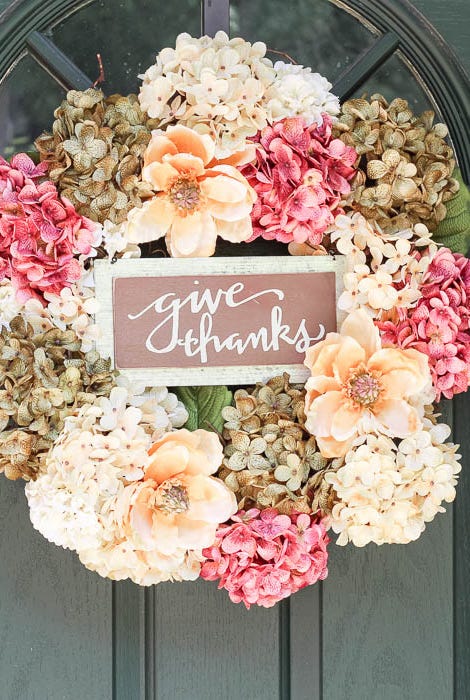 give thanks hydrangea thanksgiving wreath