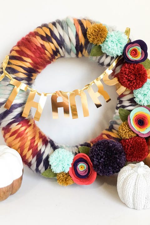 yarn thanksgiving wreath