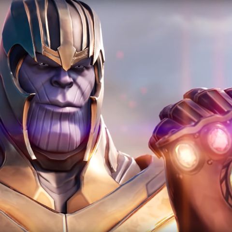 avengers endgame crossover with fortnite announced as thanos hunts for the infinity stones - thanos laser fortnite