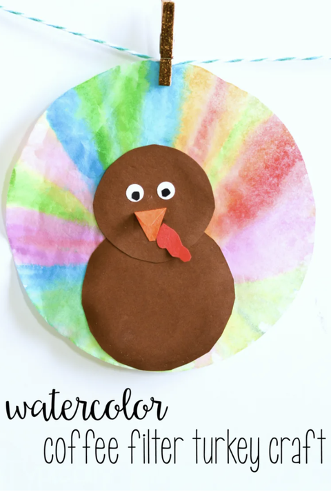 thanksgiving kids crafts watercolor coffee filter turkey craft