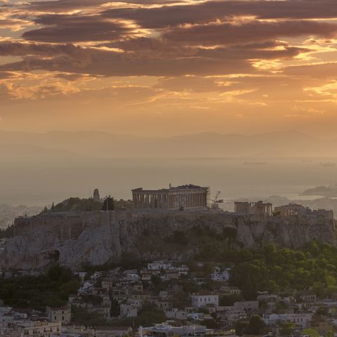 the acropolis of athens at sunset