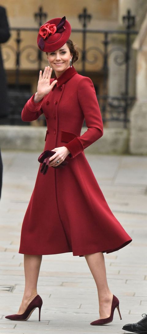 Kate Middleton Wears Red Dress At, Kate Middleton Red Winter Coat