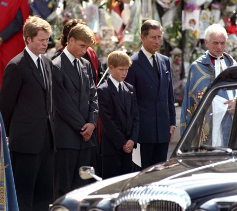 Prince William and Diana's Funeral Commemoration in the Queen's Procession