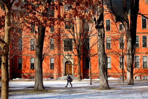 The early morning sun shines on the Searles Science Building as James Weisbach, a sophomore English