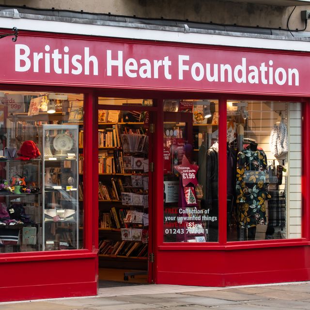 the entrance to the british heart foundation charity shop on north street