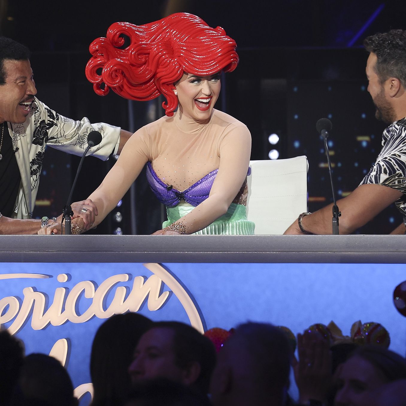 In Which Katy Perry Falls Out of Her Chair Dressed as the Little Mermaid on 'American Idol'