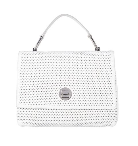 Bag, White, Handbag, Fashion accessory, Circle, Rectangle, Shoulder bag, 
