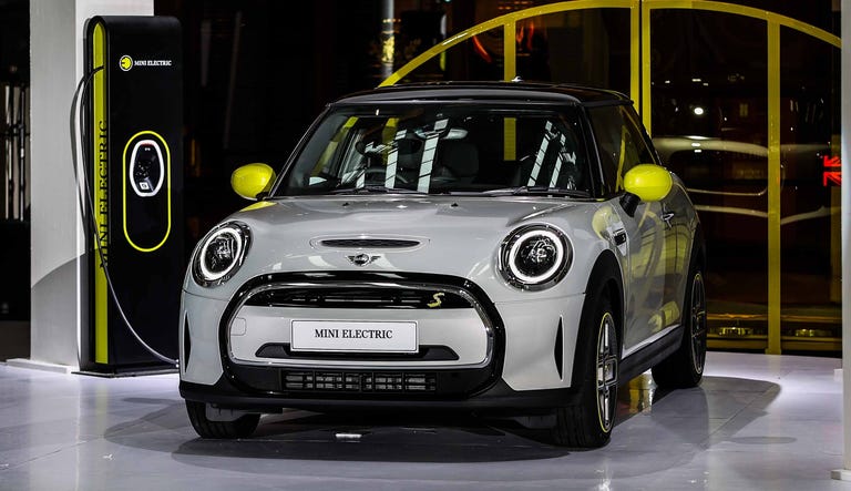 the mini cooper se is displayed during the launch in news photo
