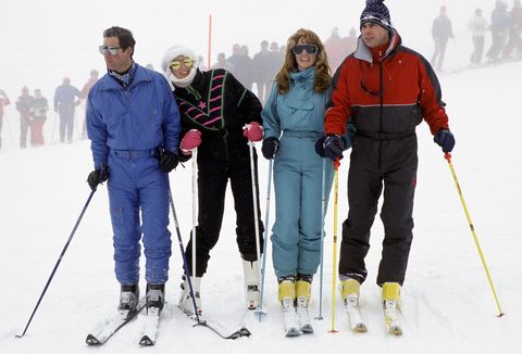 charles diana sarah and andrew skiing