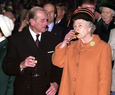The Queen drinking