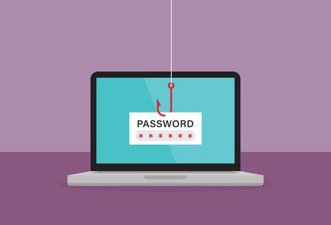 the red fishing hook is stealing password on a laptop