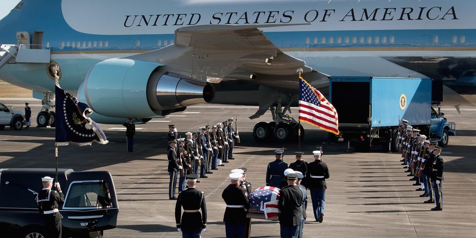 Departure Ceremony Held As Body Of President Bush Flown To Washington DC