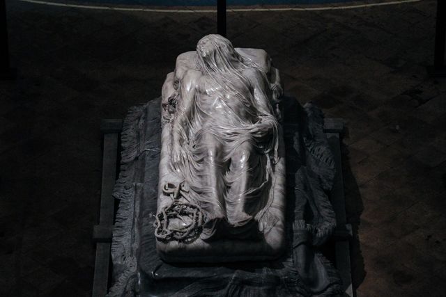 the sculpture of the veiled christ, by the sculptor giuseppe