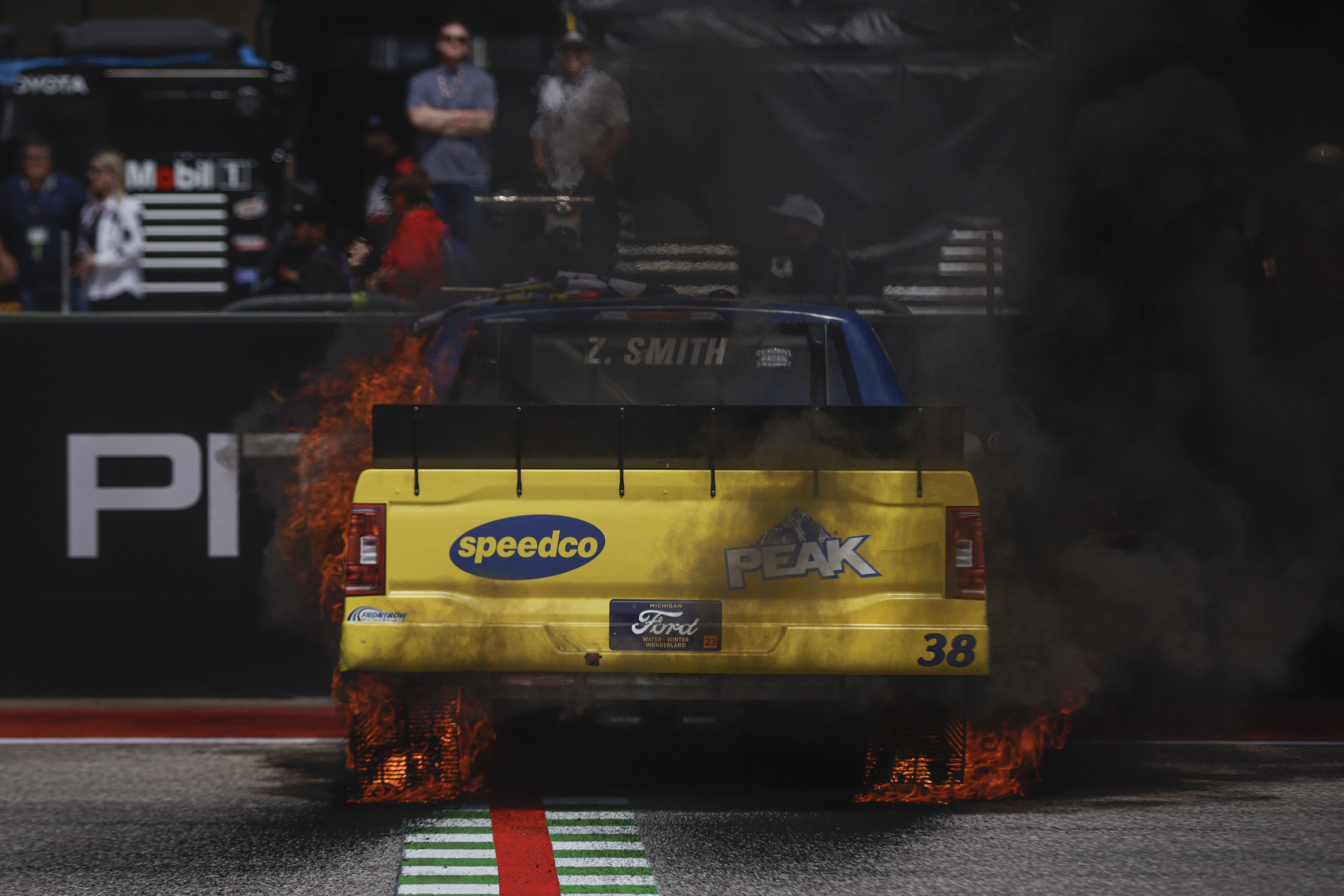 NASCAR Truck Series Winner Starts Massive Fire During Victory Burnout
