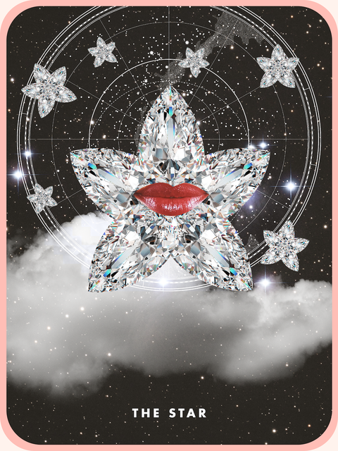 Star A star tarot card showing a star-shaped diamond with lips on it
