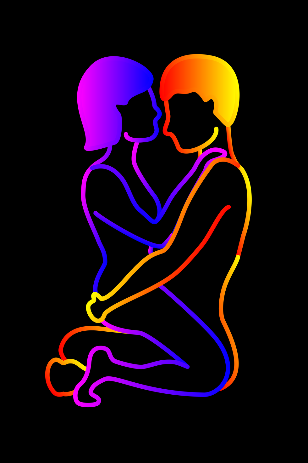 The thigh-high straddle prevents deep thrusting