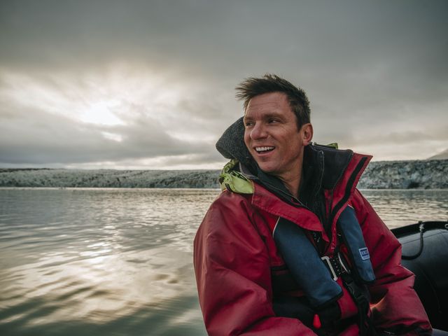 bill weir outdoors in a small boat on water