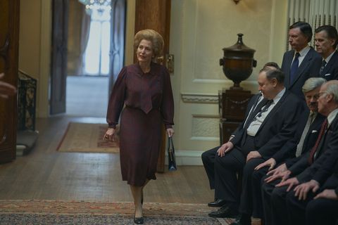 the crown s4 picture shows margaret thatcher gillian anderson filming location hedsor house