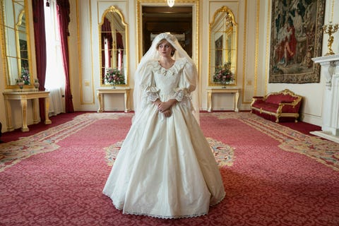 the crown s4 picture shows princess diana emma corrinthe crown costume designer wanted to create something that wasn’t an exact replica of lady diana’s original dress but which captured the same spirit and style of david  elizabeth emanuel’s iconic design  amy roberts, our designer, spoke to david emanuel in depth about the emanuel’s original sketches and designs he was fantastically collaborative and helpful to the design team and talked through the detail of many of the original drawings