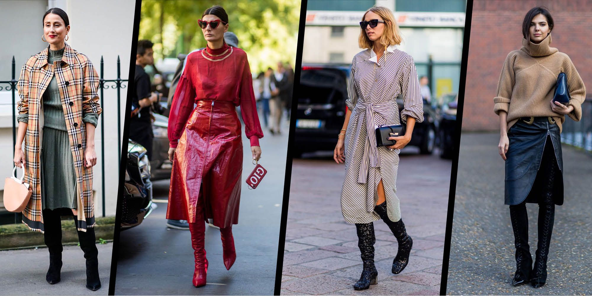 sweatshirt dress and thigh high boots