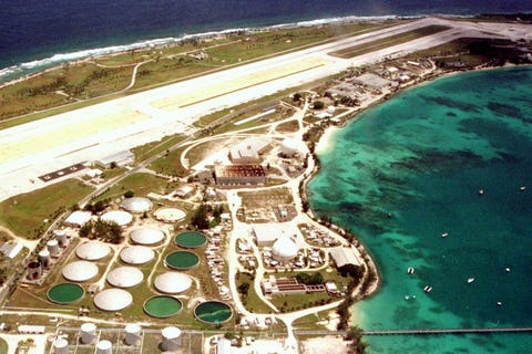 This aerial photo shows the US Army's Kwajalein At