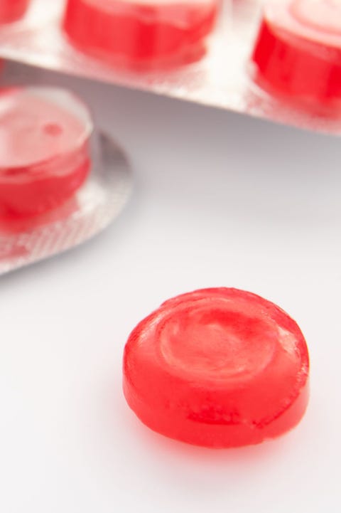 Throat lozenges close up