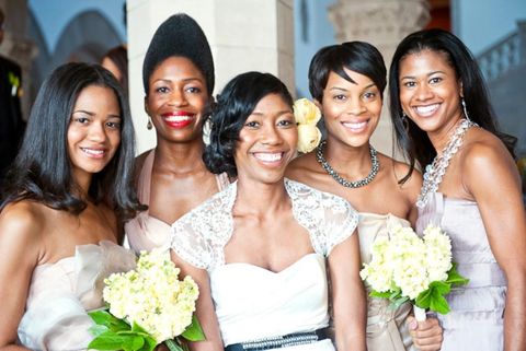 kenya hunt at her wedding, wearing a bridal gown, amongst her bridesmaids