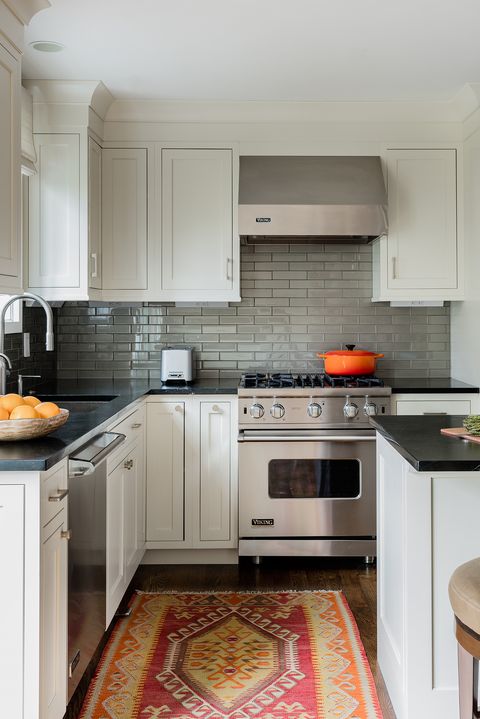 Dark Kitchen Backsplashes, Dark Gray Countertops With White Cabinets