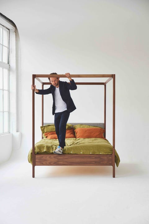 british design award winners 2021 bedding   marlow bed for heals   tim rundlephotography by philip sindenmust credit bedding can go in the gutter credit  washed linen duvet cover in olive,  washed linen pillowcases in olive and cinnamon by healscom