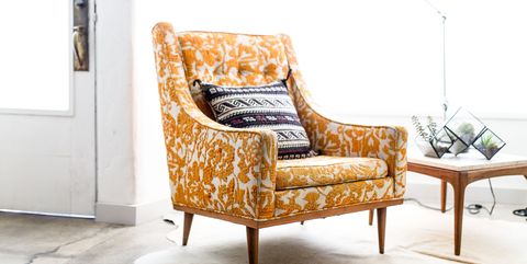 Furniture, Chair, Orange, Product, Room, Living room, Interior design, Couch, Comfort, Club chair, 