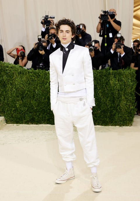 new york, new york september 13 co chair timothée chalamet attends the 2021 met gala celebrating in america a lexicon of fashion at metropolitan museum of art on september 13, 2021 in new york city photo by mike coppolagetty images