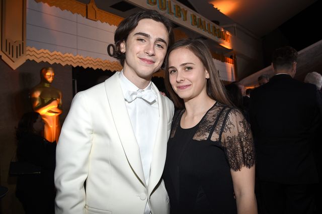 hollywood, ca   march 04  timothee chalamet l and pauline chalamet attend the 90th annual academy awards governors ball at hollywood  highland center on march 4, 2018 in hollywood, california  photo by kevork djanseziangetty images