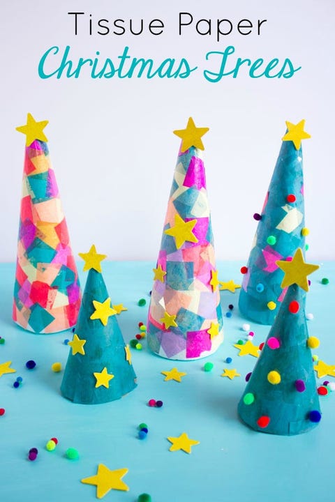 christmas crafts for kids  tissue paper christmas trees