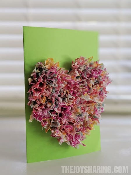 tissue paper heart card