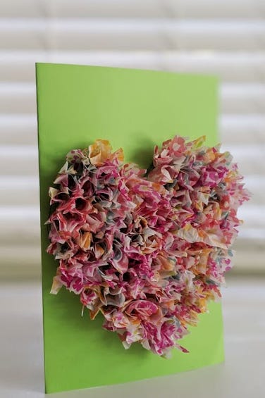 tissue paper heart card