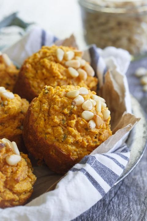 healthy diabetic thanksgiving recipes: toasted pine nut herb pumpkin muffins