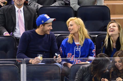 tom ackerley and margot robbie at The Philadelphia Flyers Vs New York Rangers Game tom ackerley and margot robbie