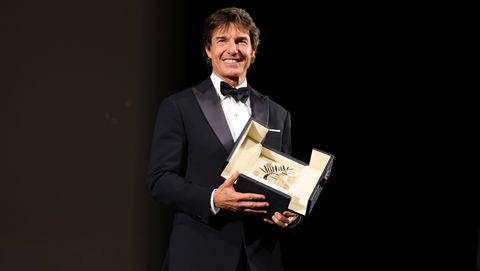 cannes, france may 18 tom cruise attends a ceremony as he receives a palme d'or during the 75th annual cannes film festival at palais des festivals on may 18, 2022 in cannes, france photo by andreas rentzgetty images
