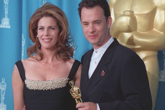 tom hanks i rita wilson na rozdaniu Oscarów