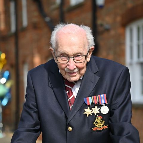 british world war ii veteran captain tom moore, 99, poses doing a lap of his garden in the village of marston moretaine, 50 miles north of london, on april 16, 2020   a 99 year old british world war ii veteran captain tom moore on april 16 completed 100 laps of his garden in a fundraising challenge for healthcare staff that has captured the heart of the nation, raising more than £13 million 162 million, 149 million euros incredible and now words fail me, captain moore said, after finishing the laps of his 25 metre 82 foot garden with his walking frame photo by justin tallis  afp photo by justin tallisafp via getty images
