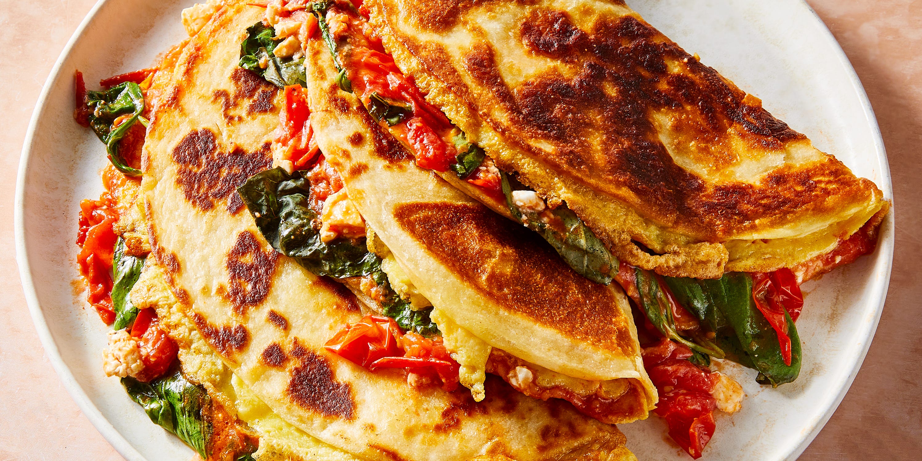 Tomato, Basil, Feta Omelet Quesadilla Is A Clever Breakfast (Or Breakfast-For-Dinner!) Hack You'll Turn To Over & Over Again