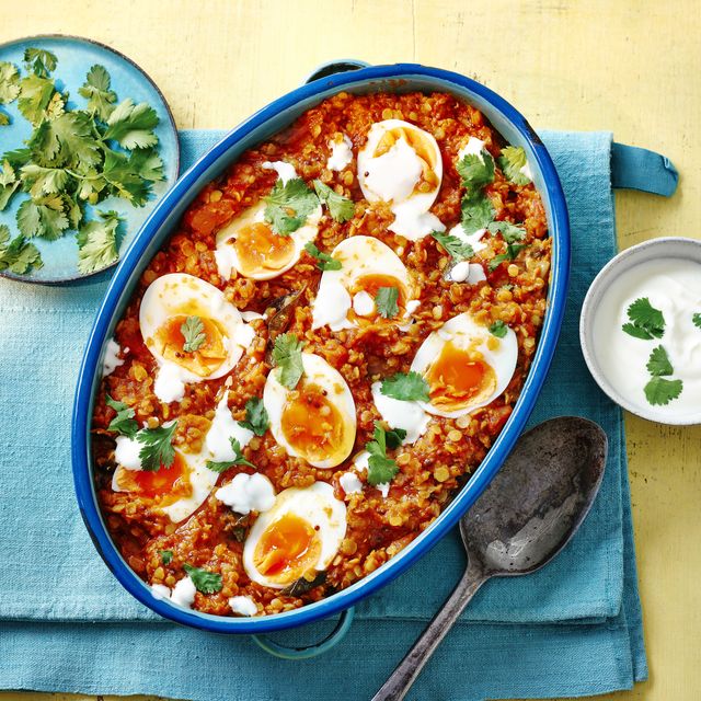tomato, egg and lentil curry