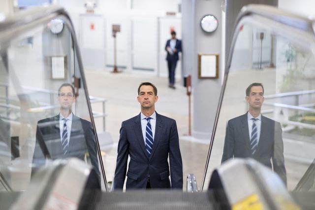 united states   july 23 sen tom cotton, r ark, arrives in the capitol for a vote on thursday, july 23, 2020 photo by bill clarkcq roll call, inc via getty images