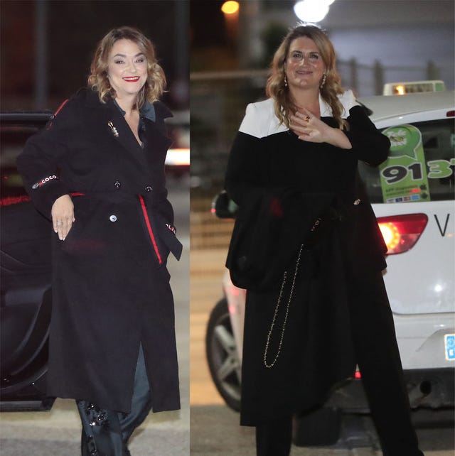 Toñi Moreno y Carlota Corredera, en la cena de presentadores de Telecinco las presentadoras llegan a las instalaciones de mediaset