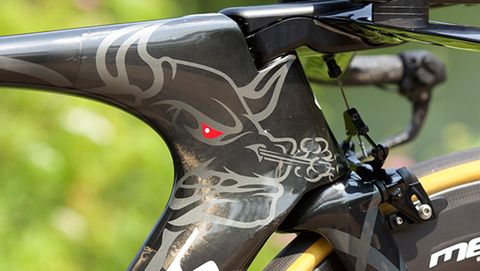 A bull painted on Tony Martin's TT bike