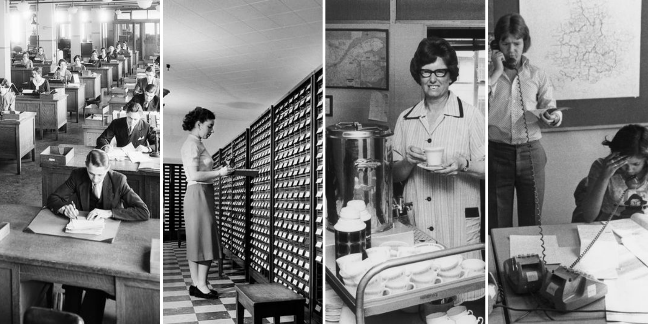 90年間を写真で振り返り オフィスライフに見る時代の変化