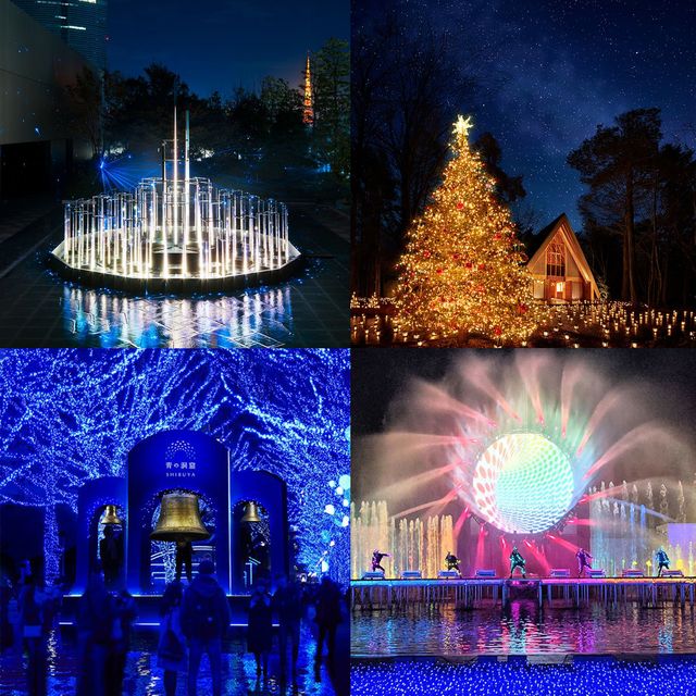 Landmark, Sky, Light, Lighting, Night, Architecture, Majorelle blue, Fountain, Metropolis, Christmas decoration, 
